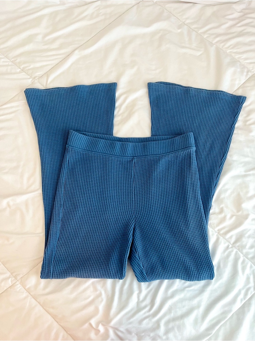 Aerie waffle knit blue flare lounge pants